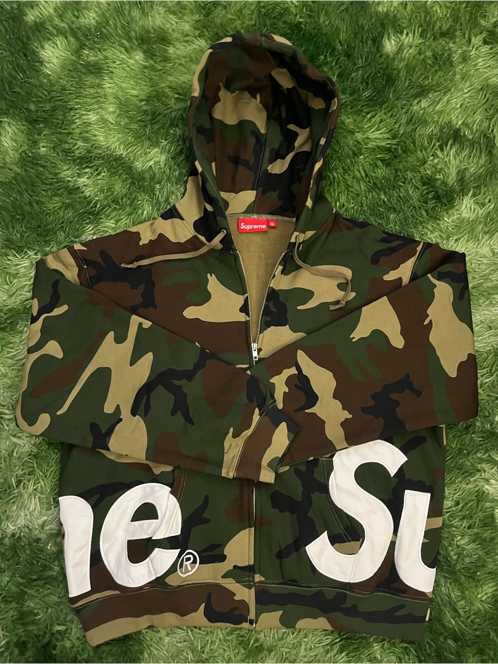 Supreme Camo big logo Zip Hoodie - Green, Brown, Black